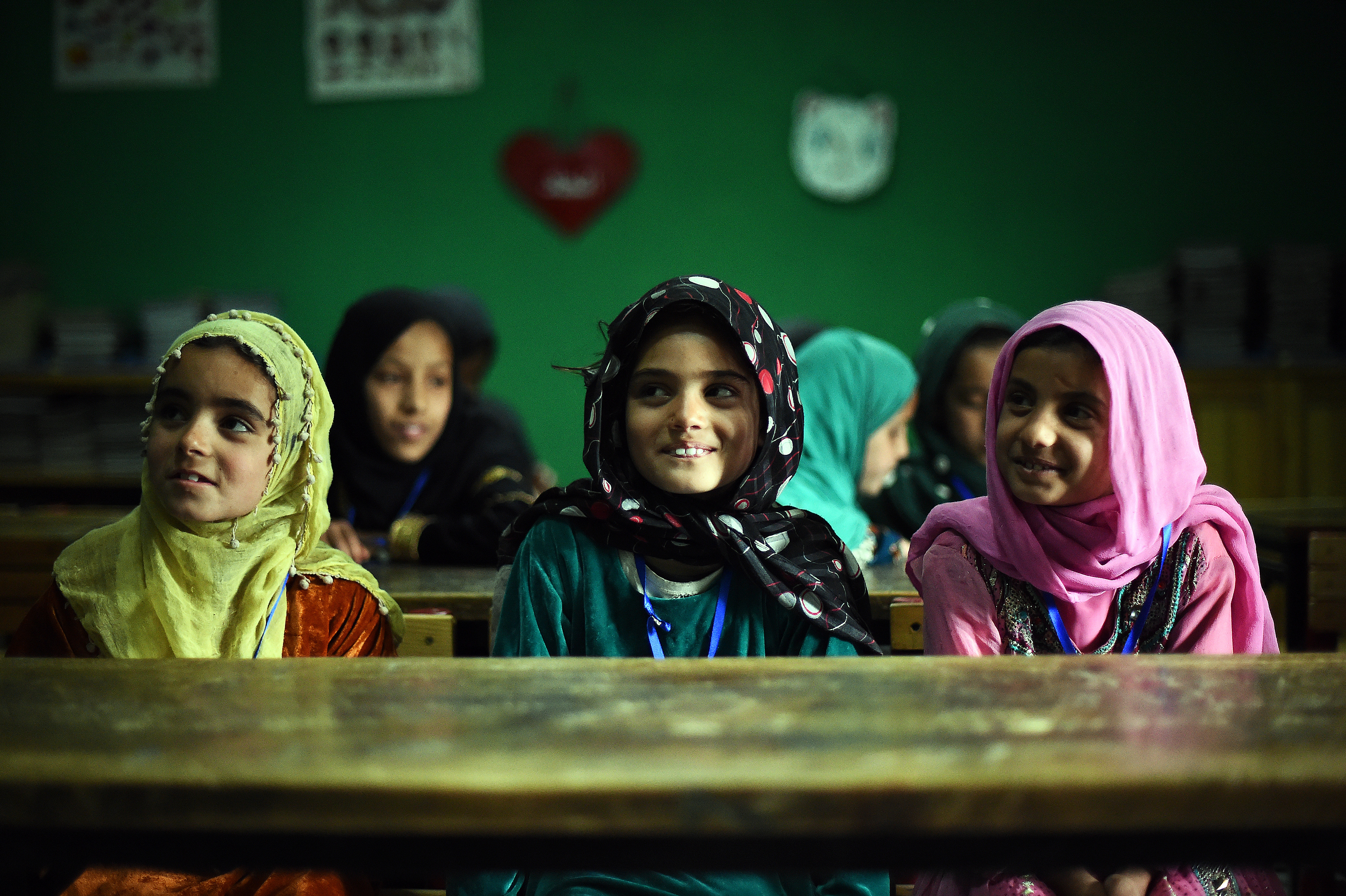 Afghan girls in classroom