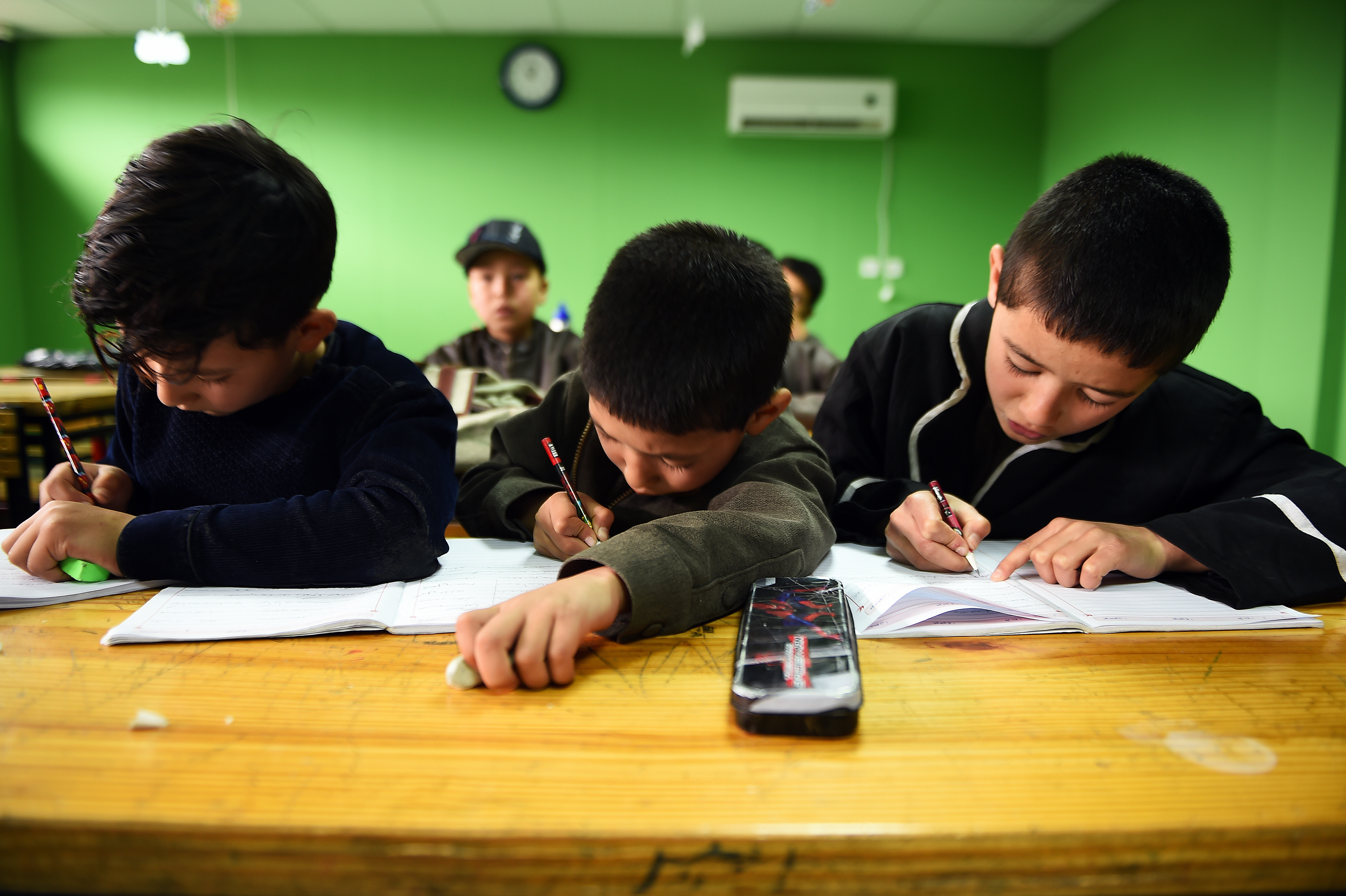 Afghan boys in classroom