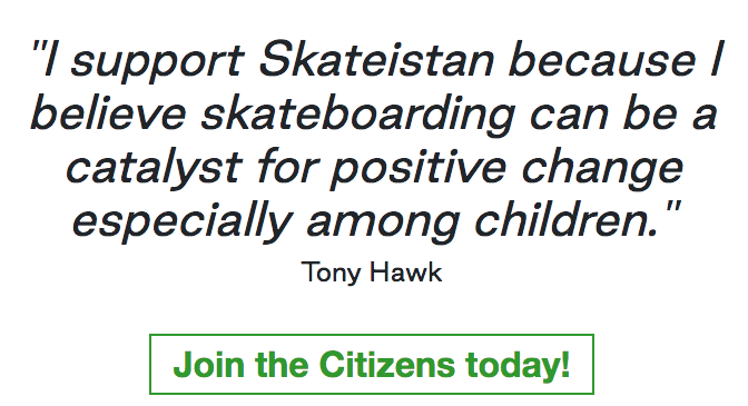 Citizen of Skateistan Tony Hawk